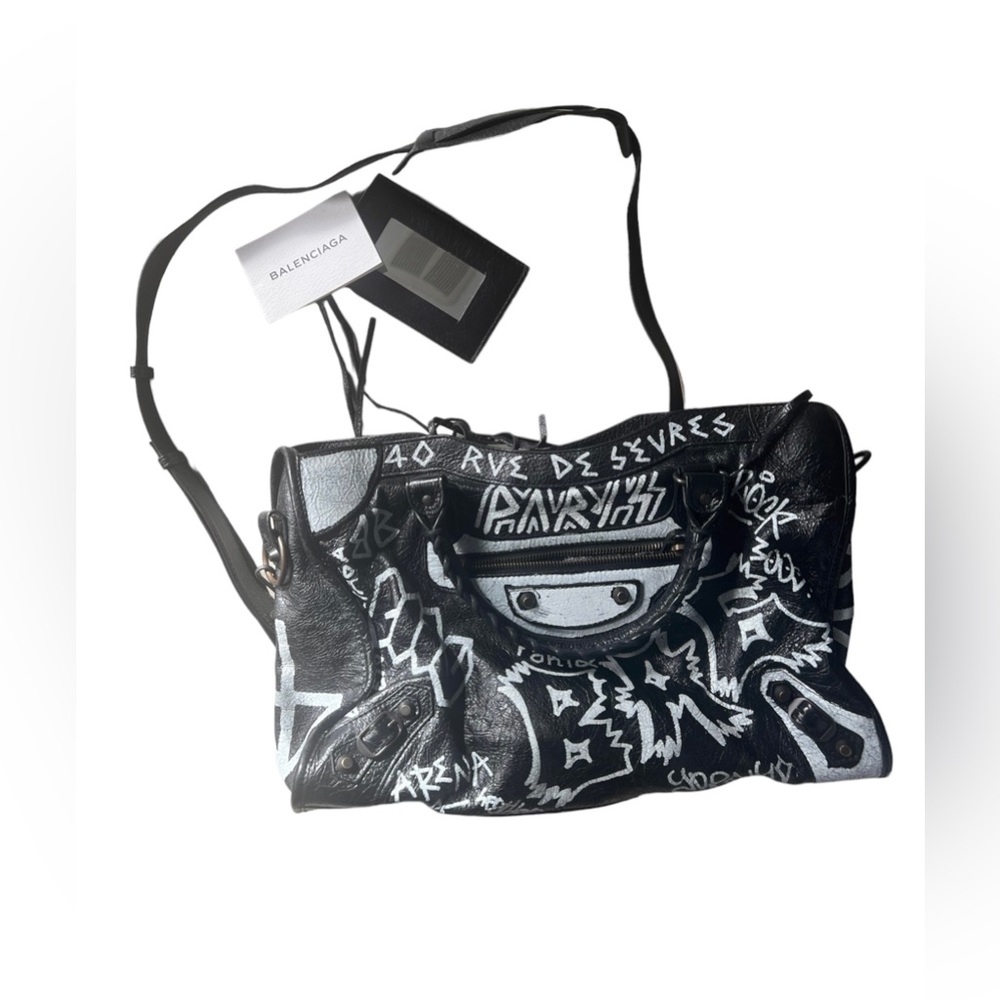Balenciaga Graffiti Large City Purse vintage black and white. - Picture 2 of 13